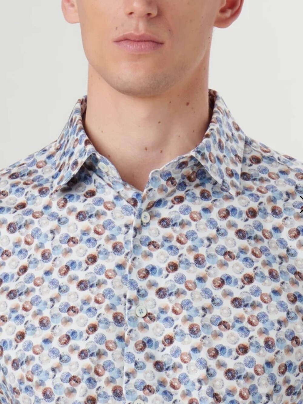 Bugatchi James Abstract Print OoohCotton Shirt Chaulk Size M